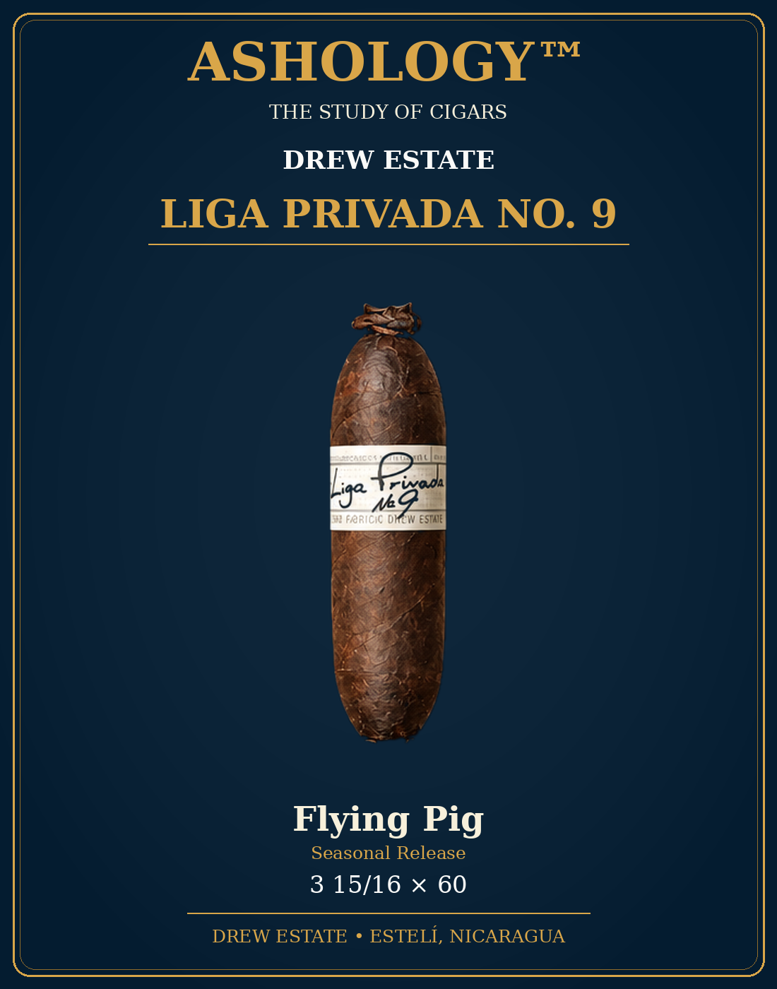 Liga Privada No. 9 Flying Pig cigar by Drew Estate