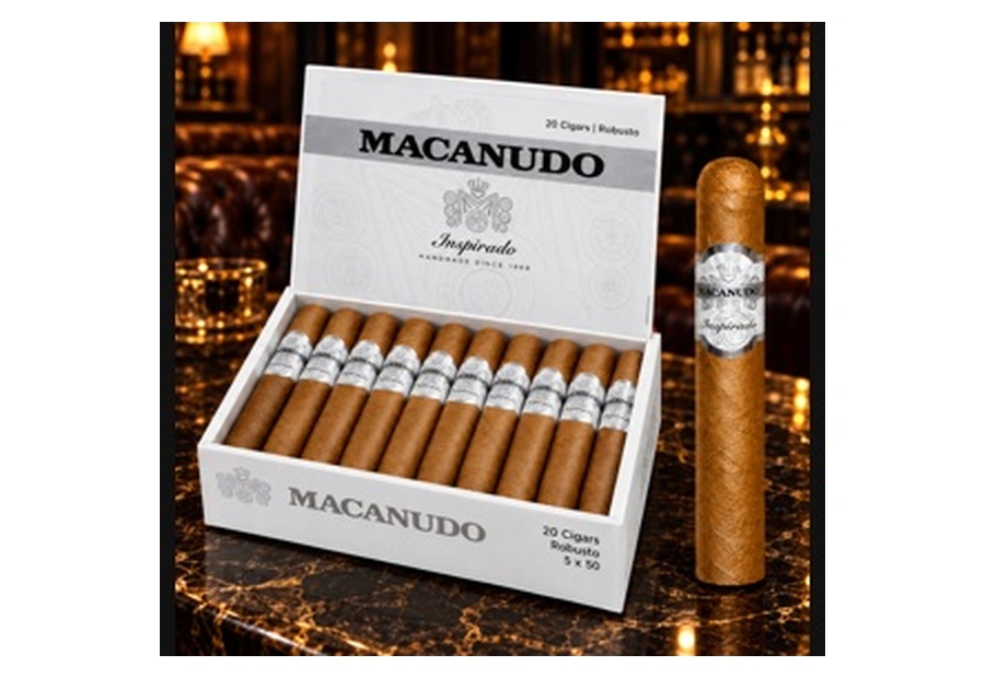Macanudo Inspirado White Robusto cigar and packaging