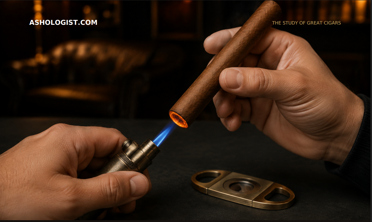 Properly cutting and lighting a premium cigar